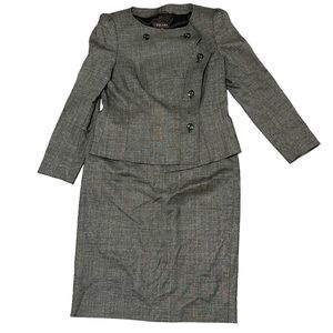 Escada Gray Wool Blazer and Skirt Suit